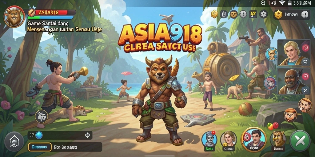 Tampilan gameplay ASIA918 yang penuh warna dan ceria.