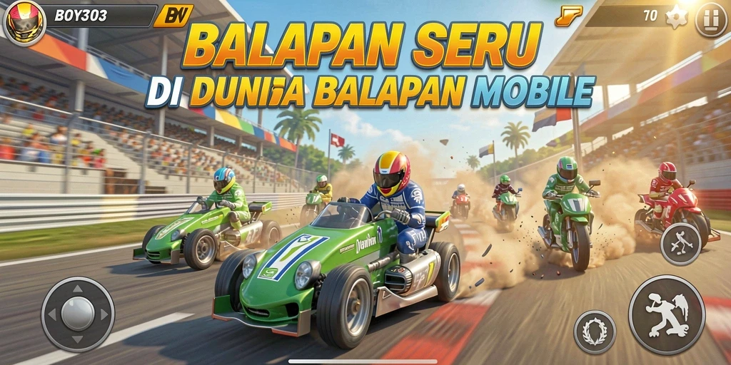 Tampilan gameplay BOY303 yang menegangkan dan penuh aksi balapan.