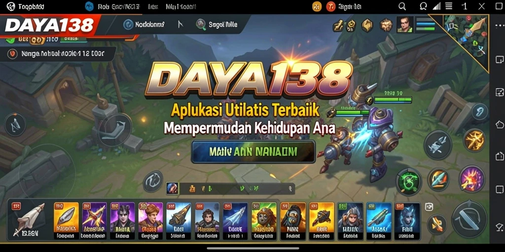 Tampilan utama aplikasi DAYA138 dengan fitur utilitas yang bermanfaat.