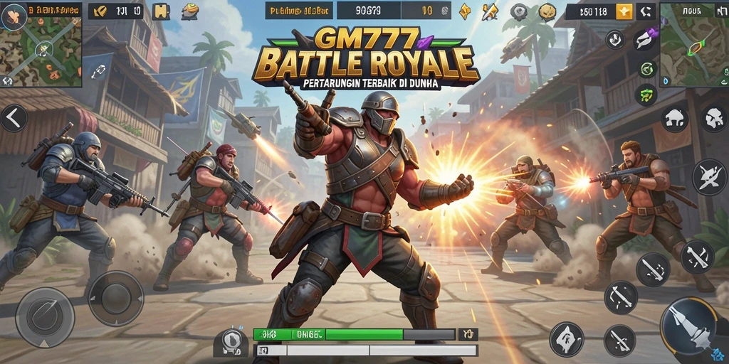 Screenshot GM777 menampilkan aksi mendebarkan dalam pertempuran Battle Royale.