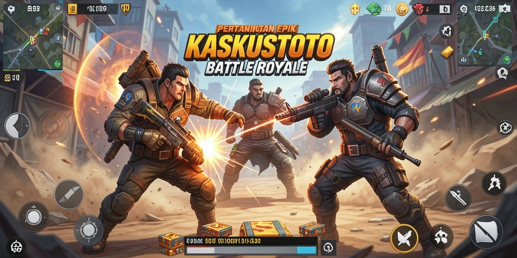 Gambaran intens gameplay Battle Royale KASKUSTOTO yang penuh aksi.