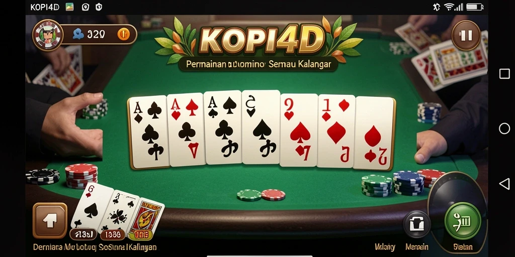 Screenshot gameplay KOPI4D menampilkan pemain beraksi dalam permainan domino.