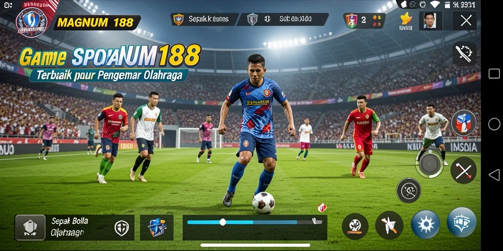 Tampilan gameplay seru dalam MAGNUM188 dengan aksi sepak bola mendebarkan.