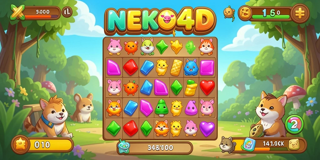 Tampilan gameplay <strong>NEKO4D</strong> yang menarik dan penuh warna.