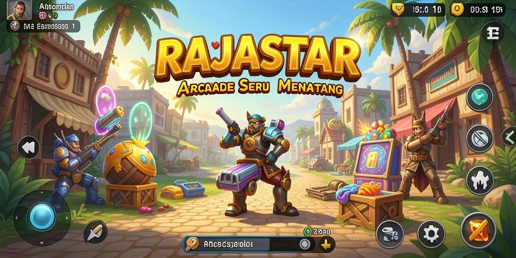 Screenshot gameplay RAJASTAR yang menampilkan aksi seru di arena arcade.