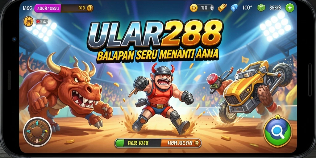 Tampilan gameplay ULAR288 dengan balapan penuh aksi dan kecepatan.