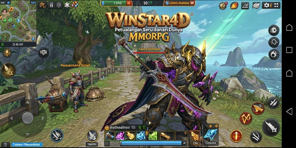 Screenshot gameplay WINSTAR4D menampilkan petualangan seru di dunia MMORPG.